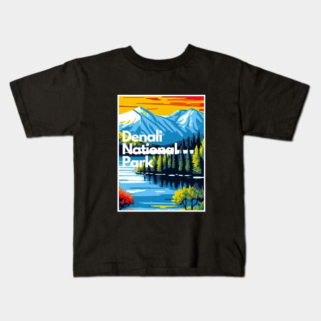 Denali National Park hike Alaska United States Kids T-Shirt by TravlePark